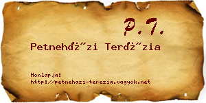 Petneházi Terézia névjegykártya